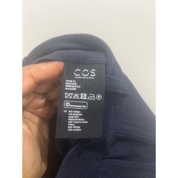 NWT Cos Wool Blend Navy Blue Straight Leg Trouser Sz 4 - Picture 4 of 9